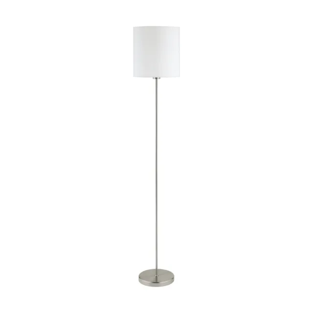 Stehlampe mit Textil Lampenschirm Wohnzimmer Lampe in silber und weiß