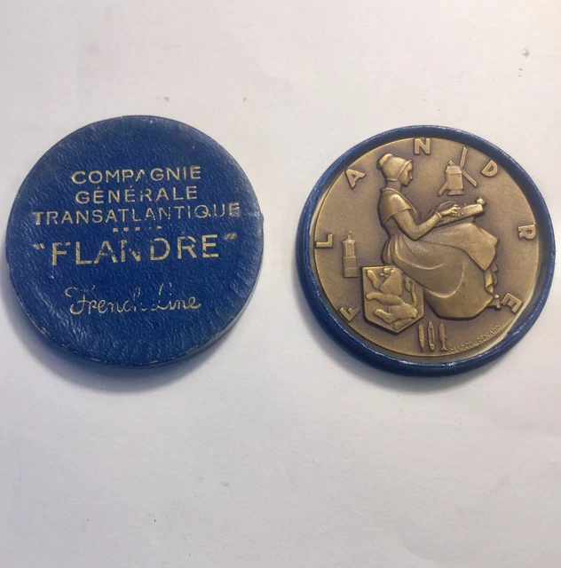 MEDAILLE Paquebot FLANDRE Cgt French Line Compagnie Générale Transatlantique