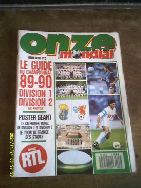 Onze Mondial 1989 1990  Hors Serie   Guide Complet Avec Poster Geant Calendrier