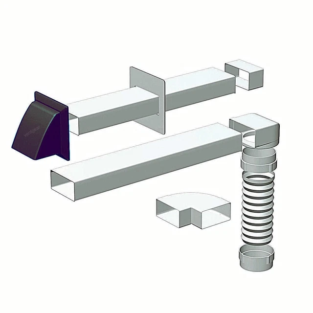 BLACK COOKER HOOD Ducting Kit 3m x 100mm 110 x 54mm Vent Kit Domus