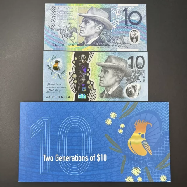 2015 /2017 Two Generations $10 Banknotes Old  & New Series RBA Folder