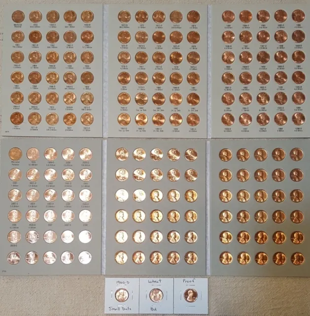 1959-2022 Lincoln Memorial Cent Collection P D S + Bu Wheat Penny & Proof