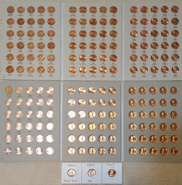 1959-2023 Lincoln Memorial Cent Collection P D S + Bu Wheat Penny & Proof