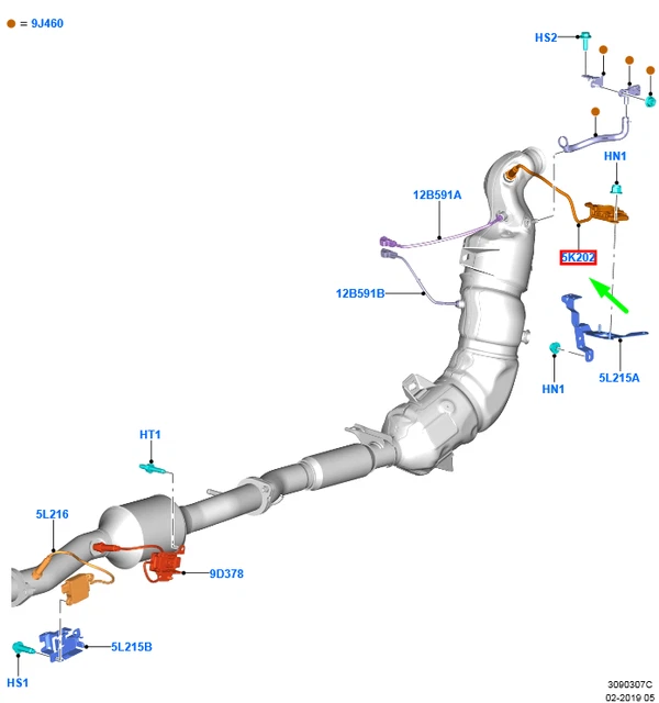5l248 FORD RANGER T6 MK1 Nox Lambda Sensor Assy JB3G-5L248-AA 2324042 NEW ...