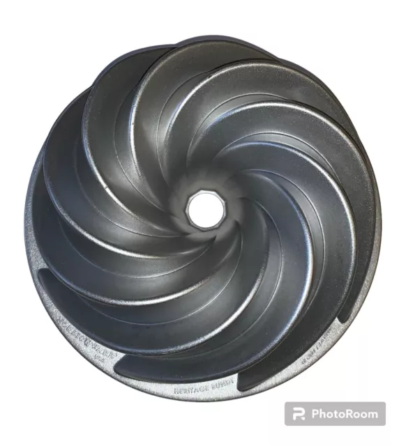 Nordic Ware Heritage Bundt Swirl Pan Non-Stick Cast Aluminum Silver 10 Cup