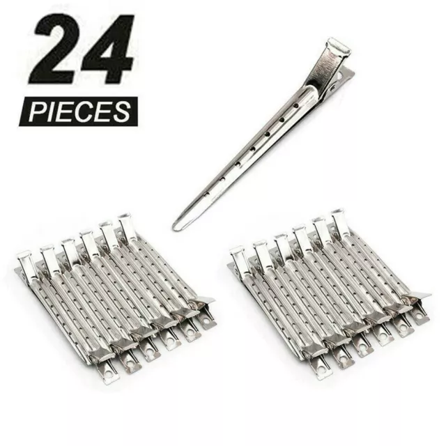 24 Pro Hair Salon Damas Plata Sin Curva Pin De Metal Rizado Clips De Punta Única Reino Unido