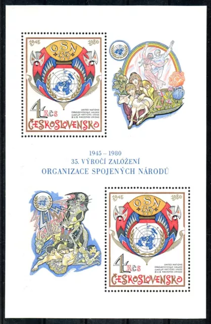 Tschechoslowakei 1980"35 Jahre Vereinte Nationen"Mi.Nr.2573 im Block**(EM 308)