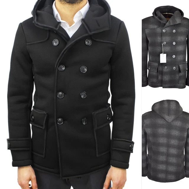 Cappotto Doppiopetto Uomo Giacca Doppio Petto Nero Grigio Elegante Invernale M L 3