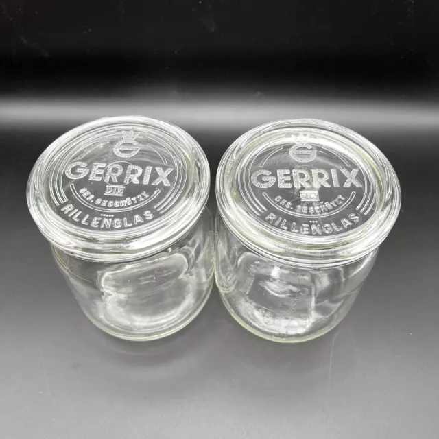 Vecchio barattolo per scanalature vetro conserve decapaggio da 1 litro x2