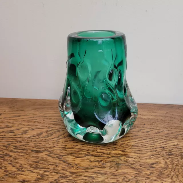 1970s Liskeard Green Knobbly Glass Vase Jim Dyer