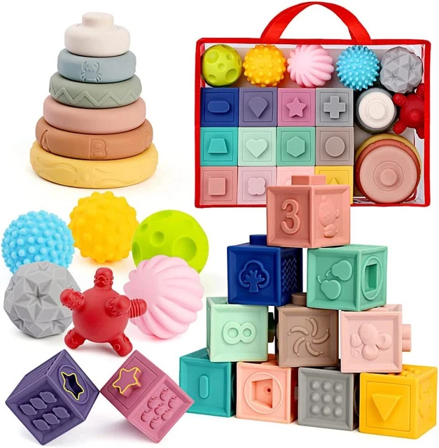 Montessori Toys for Babies Soft Stacking Building Blocks Rings Balls Sets