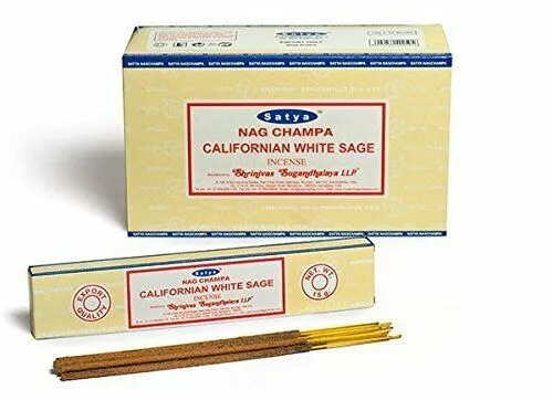 Satya Sai Baba Nag Champa Bâtons d'encens à la sauge blanche californienne...