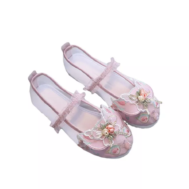 Bambino Rete Tela Scarpe Ricamato Balletto Mocassini Cinese Basse Morbido