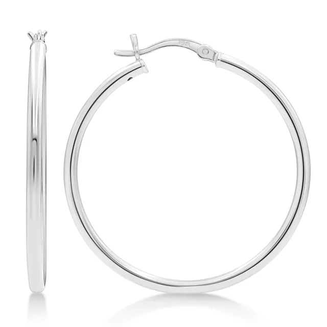 Women's 925 Sterling Silver 2mm Light-weight Tube Hoop Earrings Hypoallergenic