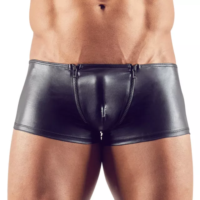 Herren Pants M-2XL schwarz Wetlook Po-Konturnaht Zip Boxer Swingerclub "Amar"