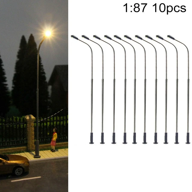 10PCS MODEL RAILWAY Train Lamp Post Street Lights HO Scale LED Light 1