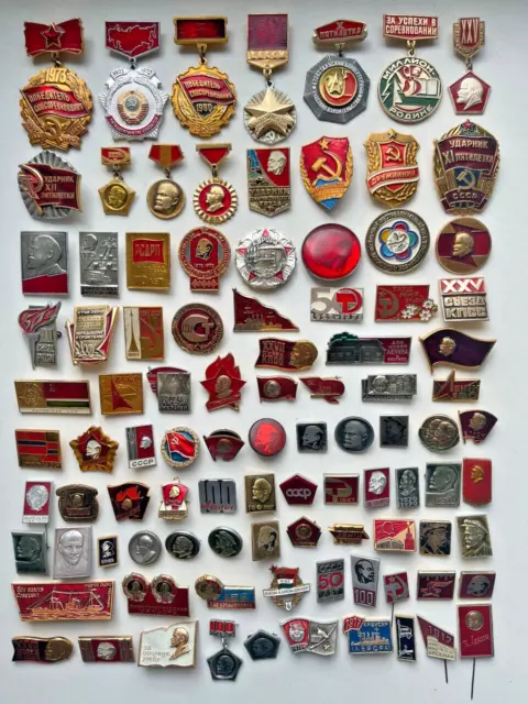 Set 96 Badge Pin USSR Russia Lenin and Soviet October Revolution