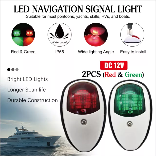 2x LED Waterproof Navigation Lights Port Starboard Marine Yacht Boat