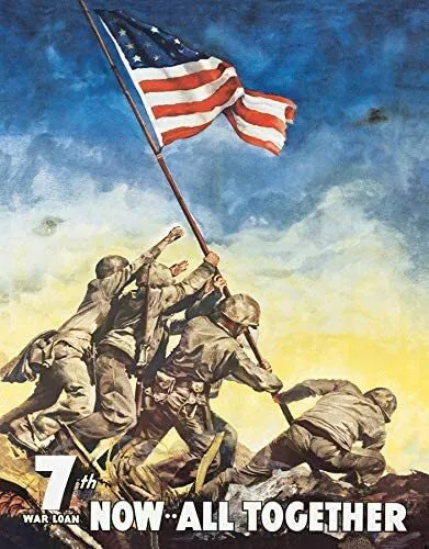 Desperate Enterprises War Bonds - Iwo Jima Tin Sign, 12.5" W x 16" H