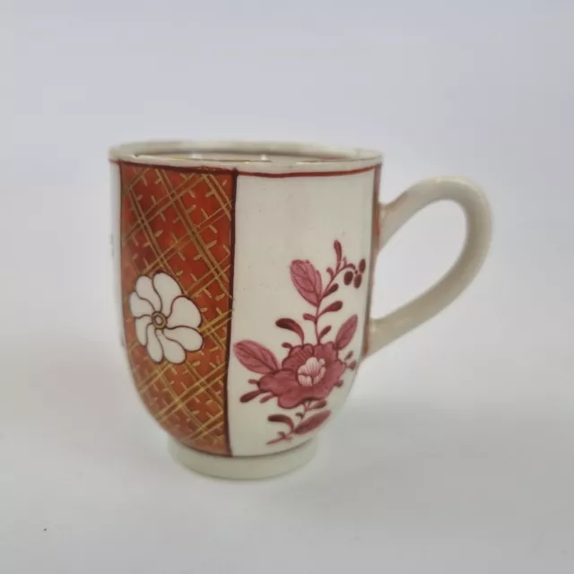 Antique 18th Century Early Worcester Coffee Cup Painted With Flowers