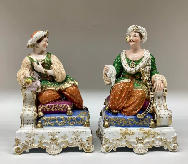 Paris Porcelain Figures Sultan & Sultana Attrib Jacob Petit Incense Burners