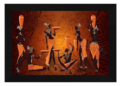 African Egypt Tribal Wall Art Framed Painting 13 X 19 inches