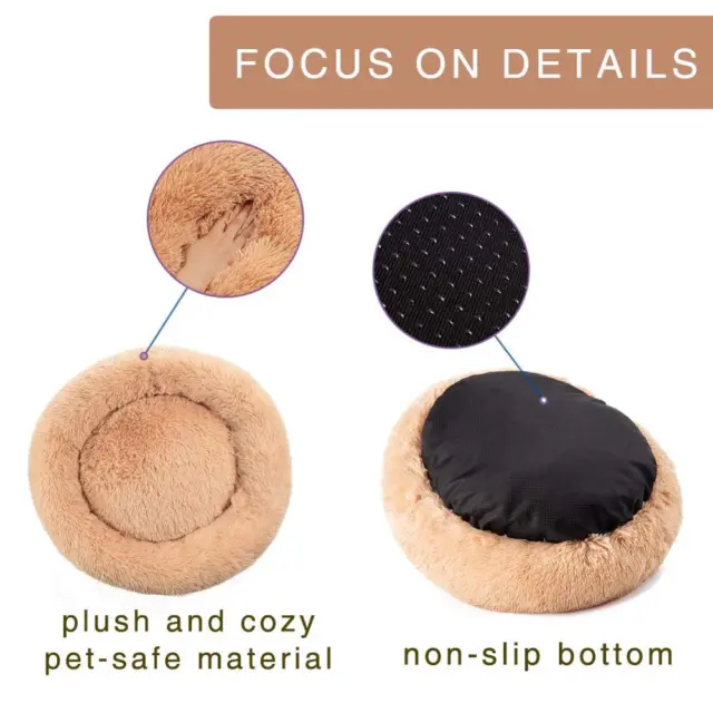 Long Plush Fluffy Pet Dog Bed Claming Dog Beds Donut round Cat Dog Bench Soft Wa 3