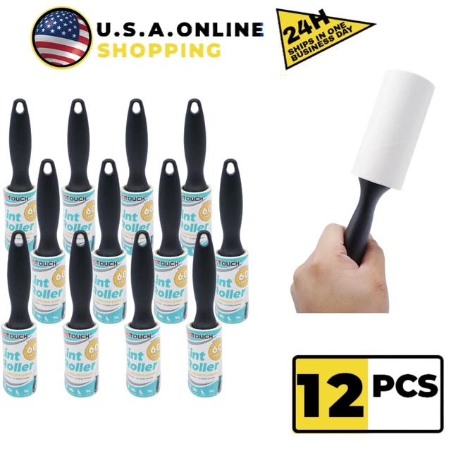 12 PCS Lint Roller With Handle for Clothes Portable Sticky Pet Hair Lint Remover