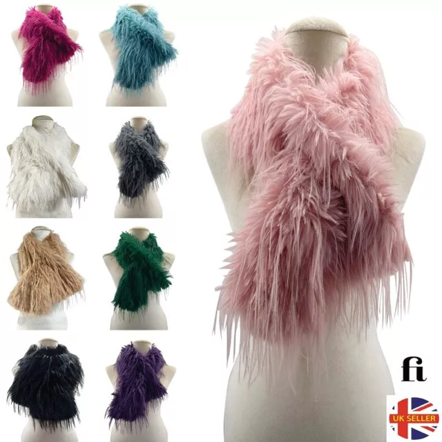 Women's Faux Fur Collar Winter Scarf Neck Warmer Wrap Long Shawl Stole Snood New