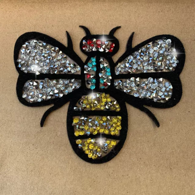 1pc Bee Rhinestone Shiny Sparkle Patch Iron On Applique craft sewing #1473