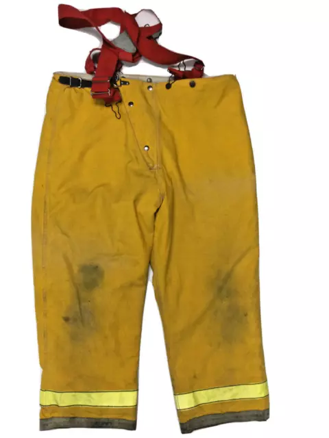 46x28 Cairns Firefighter Yellow Turnout Pants with Suspenders P1368
