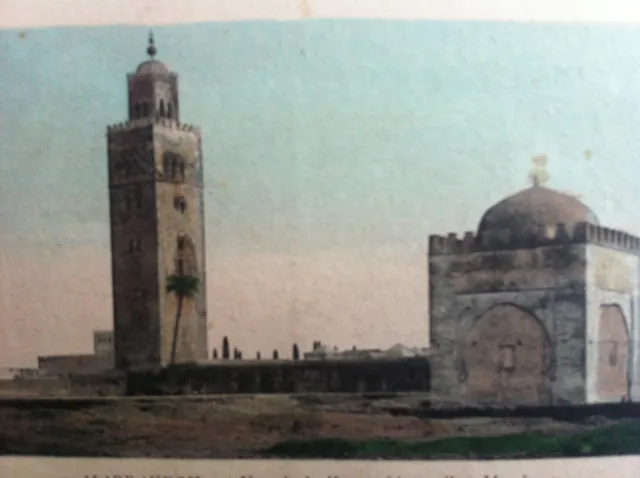 View of the Koutoubia and a Marabout Marrakech Morocco Postcard CPA 1922