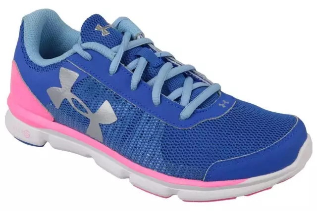 Scarpe da ginnastica Under Armour Ragazze Junior Micro Speed Swift Blu Rosa UK 4 E...