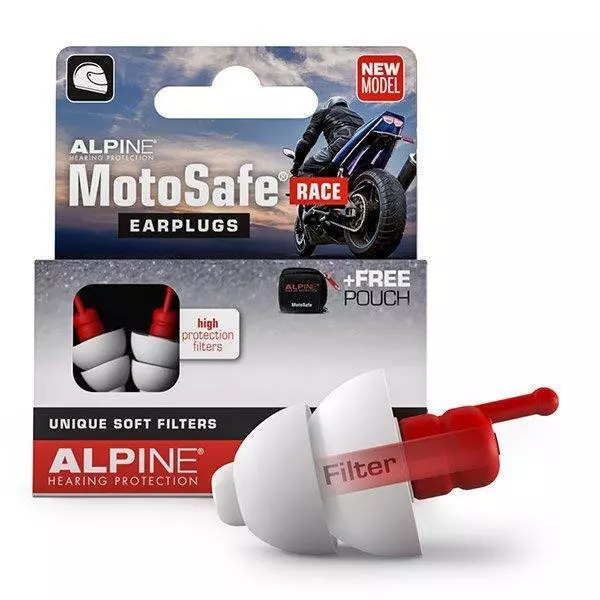 Alpine MotoSafe Race Ear Plugs 20SNR Motorcycle Racing Street Commute Earplugs