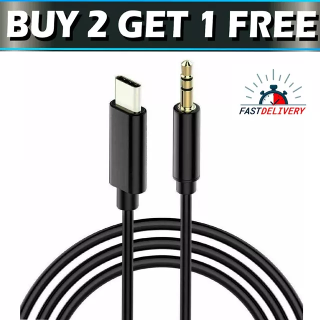 Type-C USB-C to 3.5mm Male Audio Jack AUX Cable Adaptor for Car Stereo Samsung