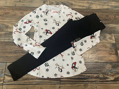 JUSTICE GIRLS Christmas Holiday Puppy Dog  SHIRT LEGGINGS Outfit Nwt Size 8