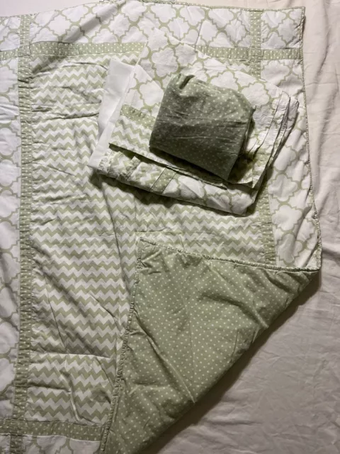 Trend Lab Sea Foam 3 Piece Crib Bedding Set Gender Neutral 100% Cotton 35”x45”