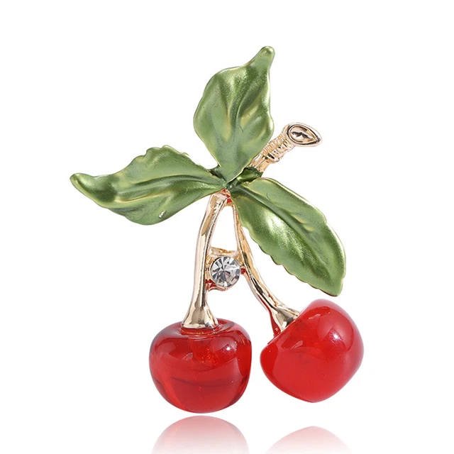 Cute Rhinestone Strawberry Lapel Pin Brooch - Sparkly Red Crystal Fruit With Green Enamel Leaf For Women, Hats & Bags