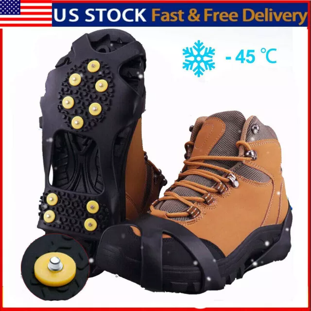 Crampons Ice Cleats for Hiking Boots Snow Grips Non-Slip 10 Spikes Grippers USA