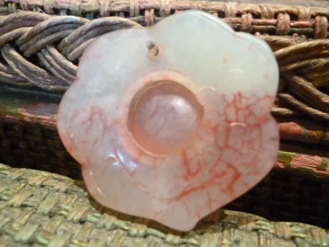 Chinese Antique Chicken Blood Jade Carving Pendant Fidget Stone