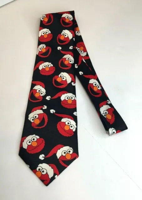 Christmas CTW Sesame Street Elmo Santa NecktieTie Black Red White 56" x 4"