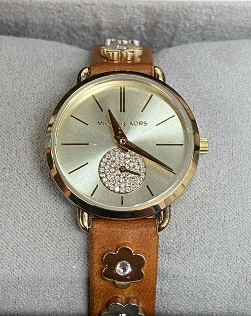 Michael Kors MK2727 Portia Oro Quadrante pelle Marrone Cinturino Donna Orologio