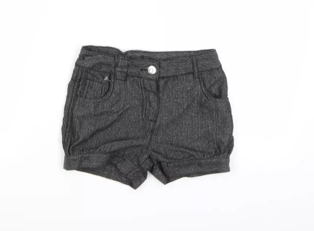 TU Girls Grey Herringbone Cotton Cut-Off Shorts Size 6 Years Regular Zip