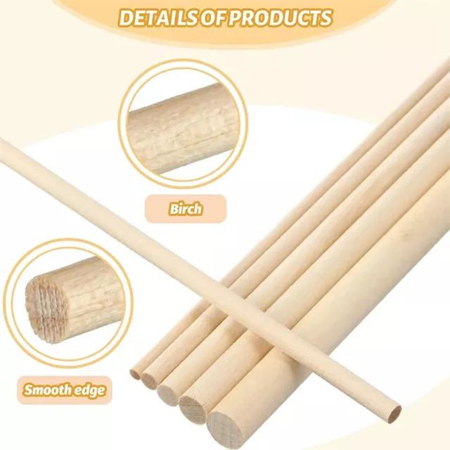 3/5/8MM Wood Dowels Wooden Craft Sticks Bulk 50pcs/100pcs Wood Sticks For Crafts