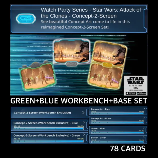 Concept 2 Screen-Attack Clones-Green+Blue Full Set-Topps Star Wars Card Trader