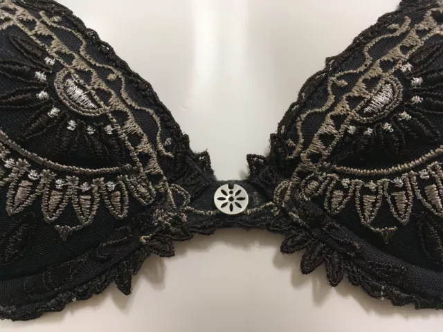 Chantelle Africa dunkelgrauer BH UK 32B mit Bügel gepolsterter Push Up + zusätzliche Pads 2