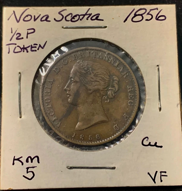 1856 Province of Nova Scotia Half Penny Mayflower Token NS-5A1 Victorian BEAUTY