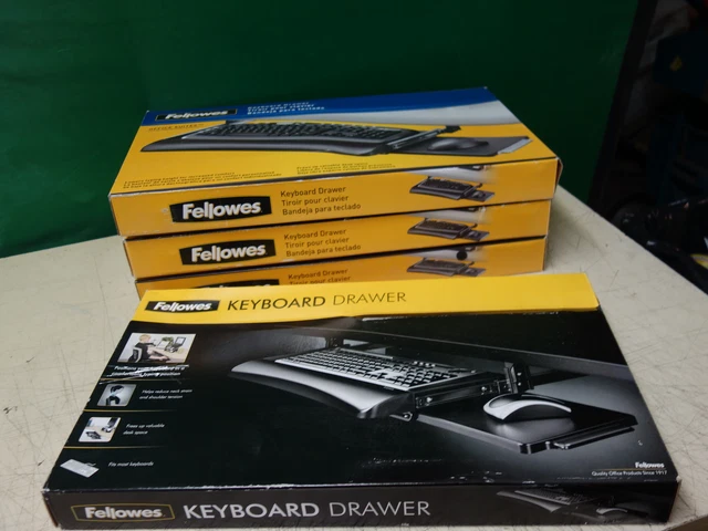 Lot of 4x * Fellowes Under Desk Keyboard Drawer CRC 91403 W/Wrist Support