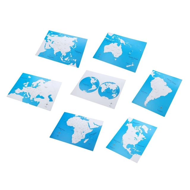 PVC MONTESSORI CARTE du monde parties du monde géographie éducation préscolaire aides
