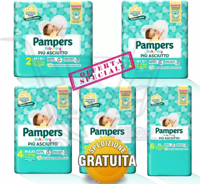 Pampers Baby Dry Pannolini: Taglia 2 | Taglia 3 | Taglia 4 | Taglia 5 | Taglia 6
